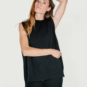 GILET LUNGO IN MAGLIA NERO