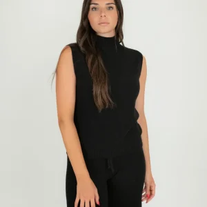 GILET LUPETTO IN MAGLIA NERO