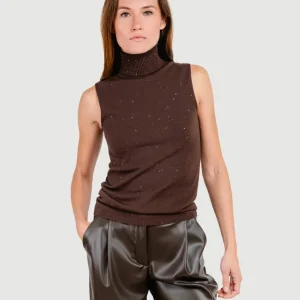 GILET LUPETTO MORO CON STRASS