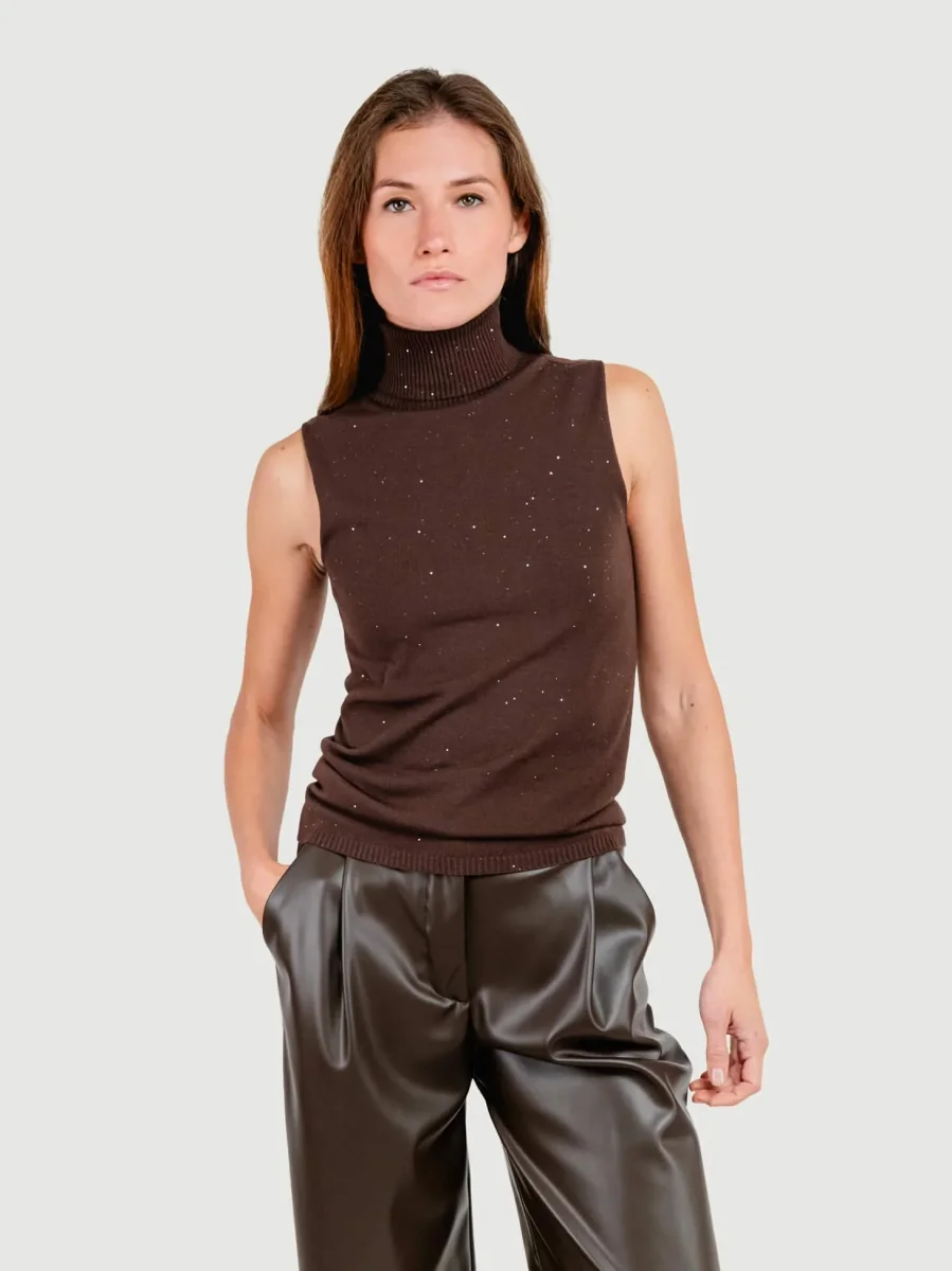 GILET LUPETTO MORO CON STRASS