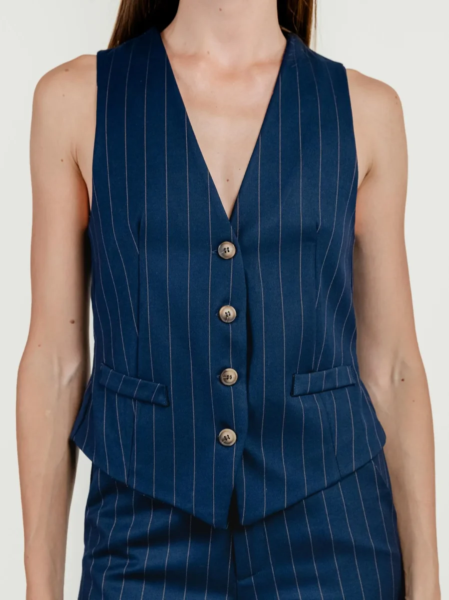 GILET MONOPETTO GESSATO BLU - immagine 6