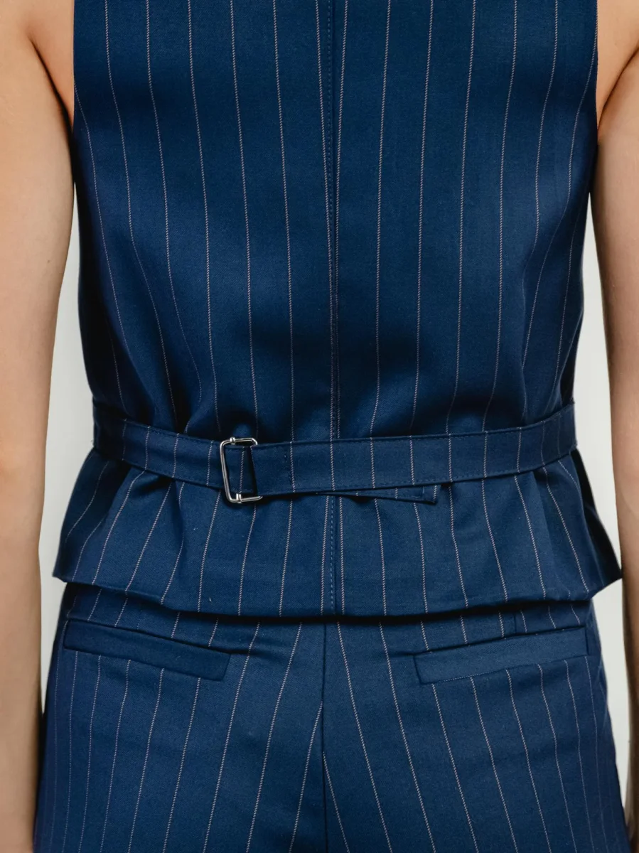 GILET MONOPETTO GESSATO BLU - immagine 7