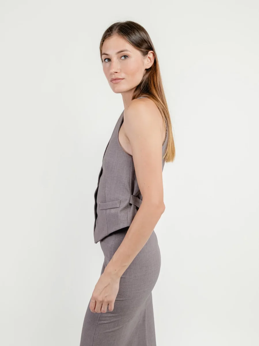 GILET MONOPETTO MOKA - immagine 3