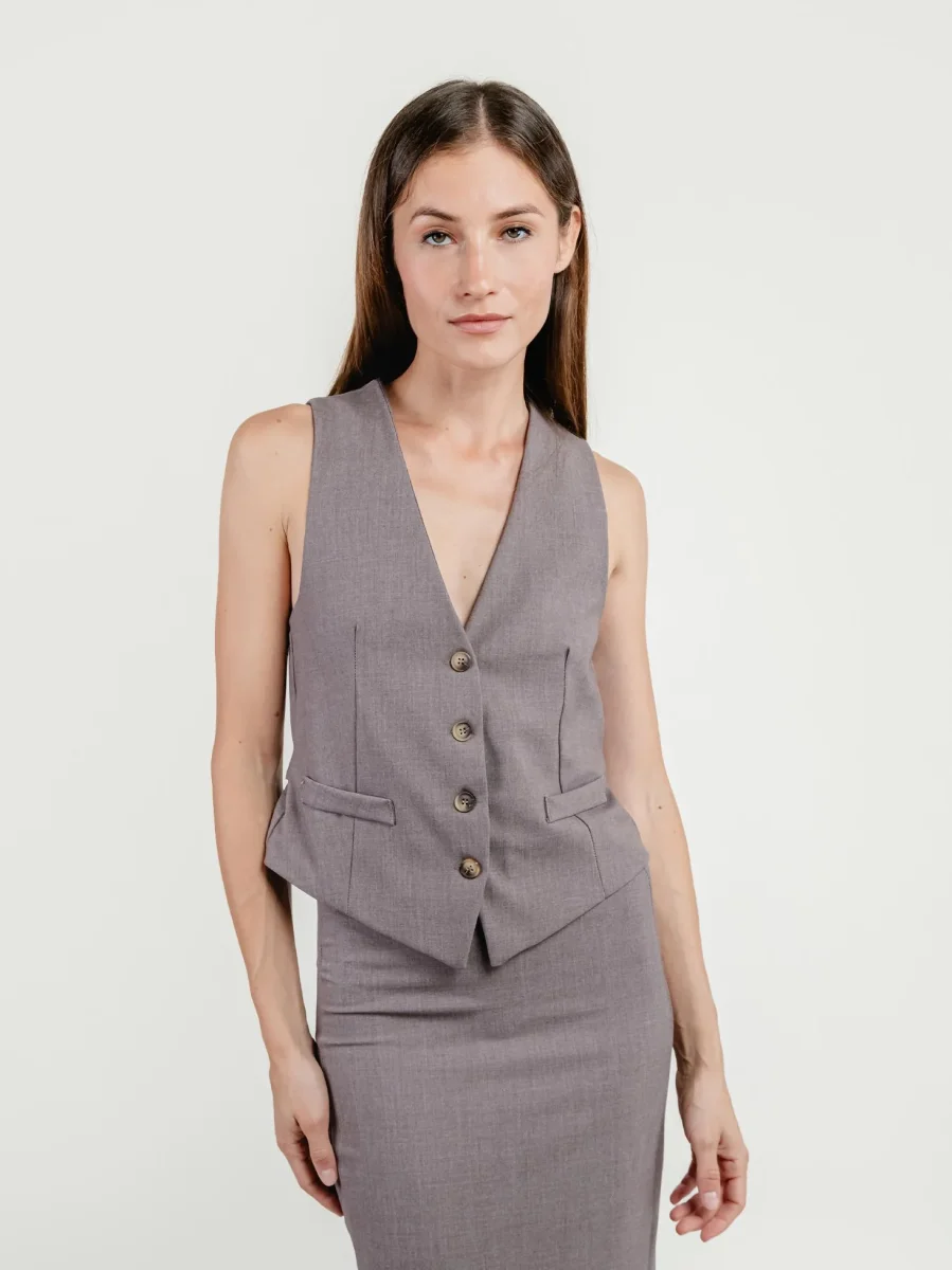 GILET MONOPETTO MOKA