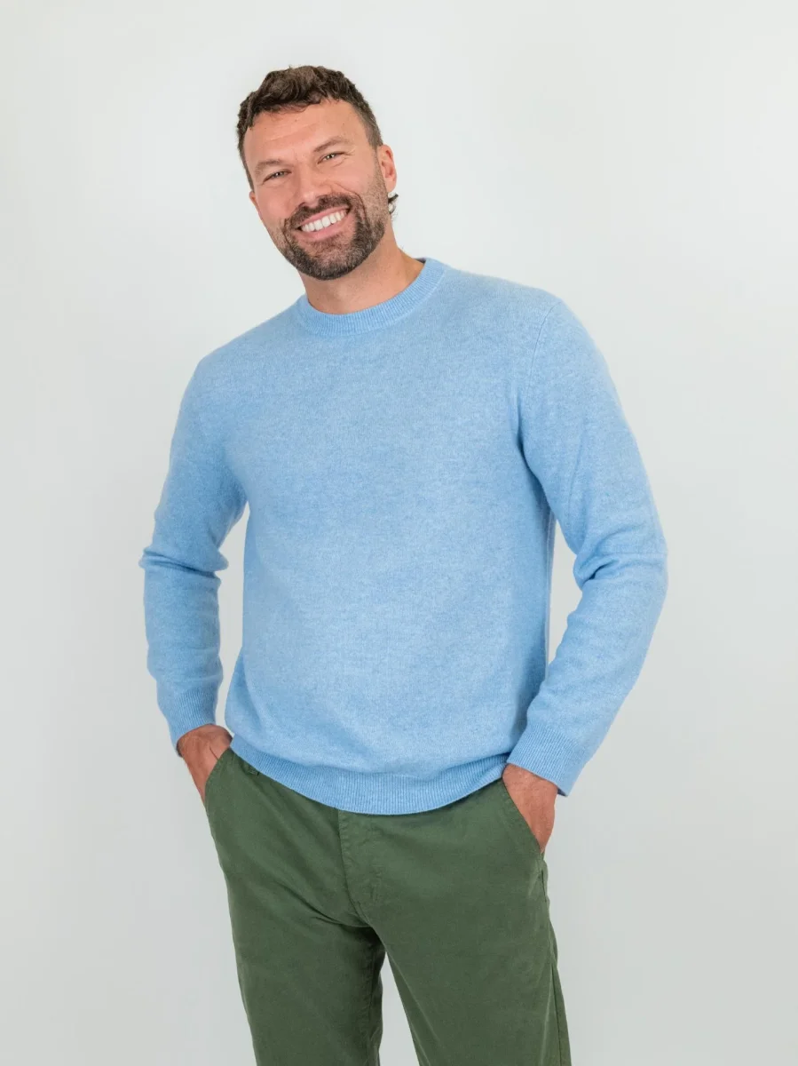 GIROCOLLO TRADER IN CASHMERE AZZURRO