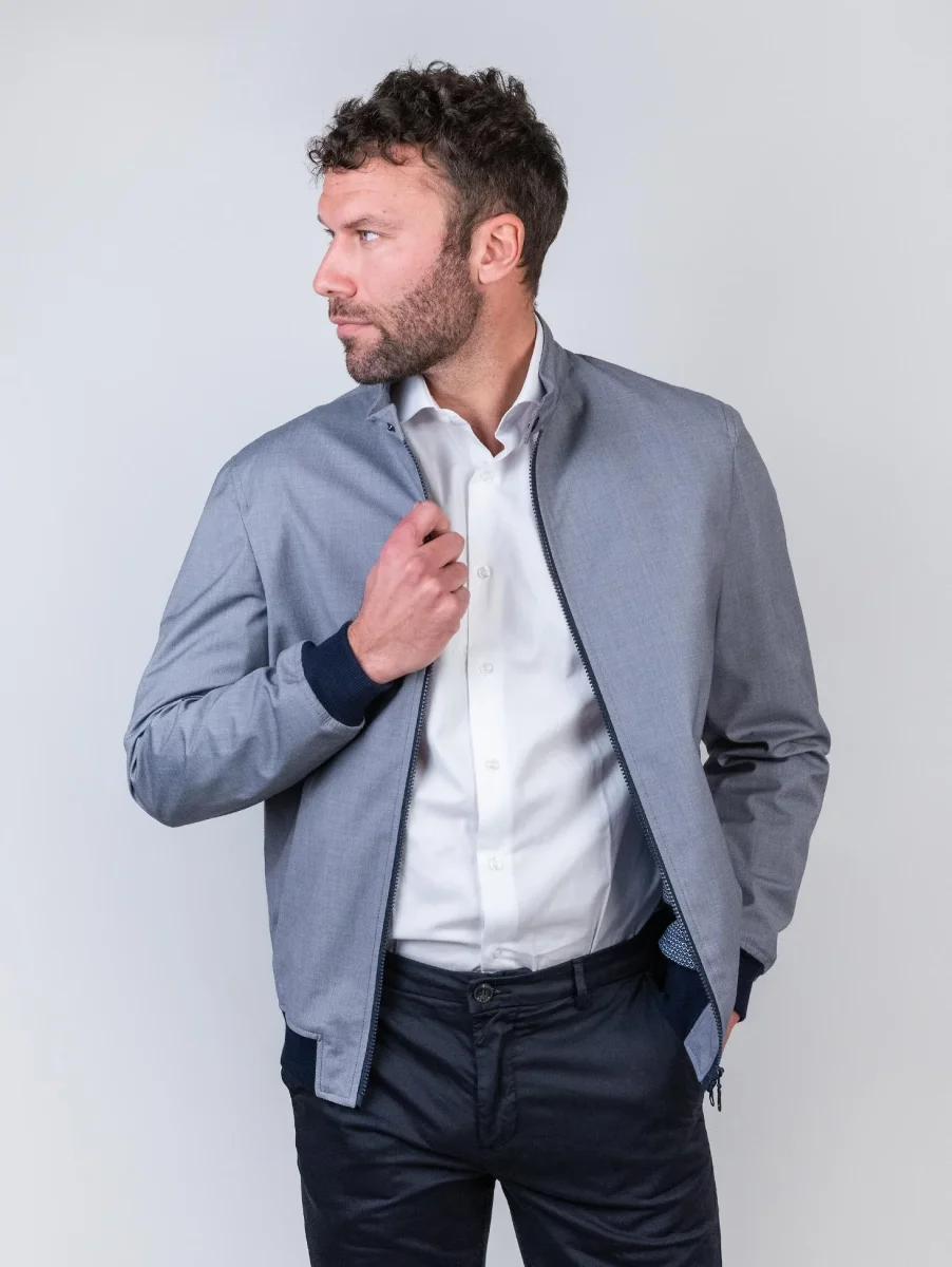 GIUBBINO IN TESSUTO GRIGIO A CONTRASTO - immagine 5