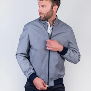 GIUBBINO IN TESSUTO GRIGIO A CONTRASTO