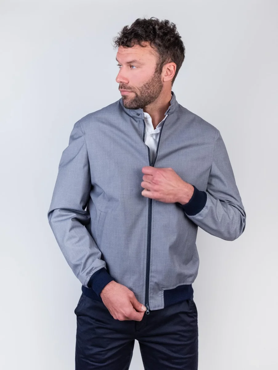 GIUBBINO IN TESSUTO GRIGIO A CONTRASTO