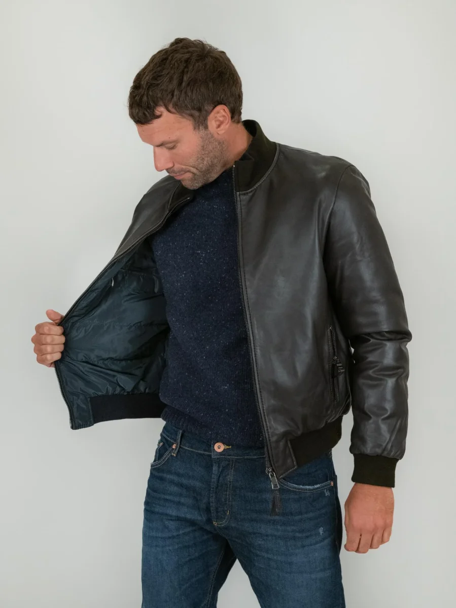 GIUBBOTTO IMBOTTITO IN PELLE MARRONE DEREK SEAMLESS - immagine 3