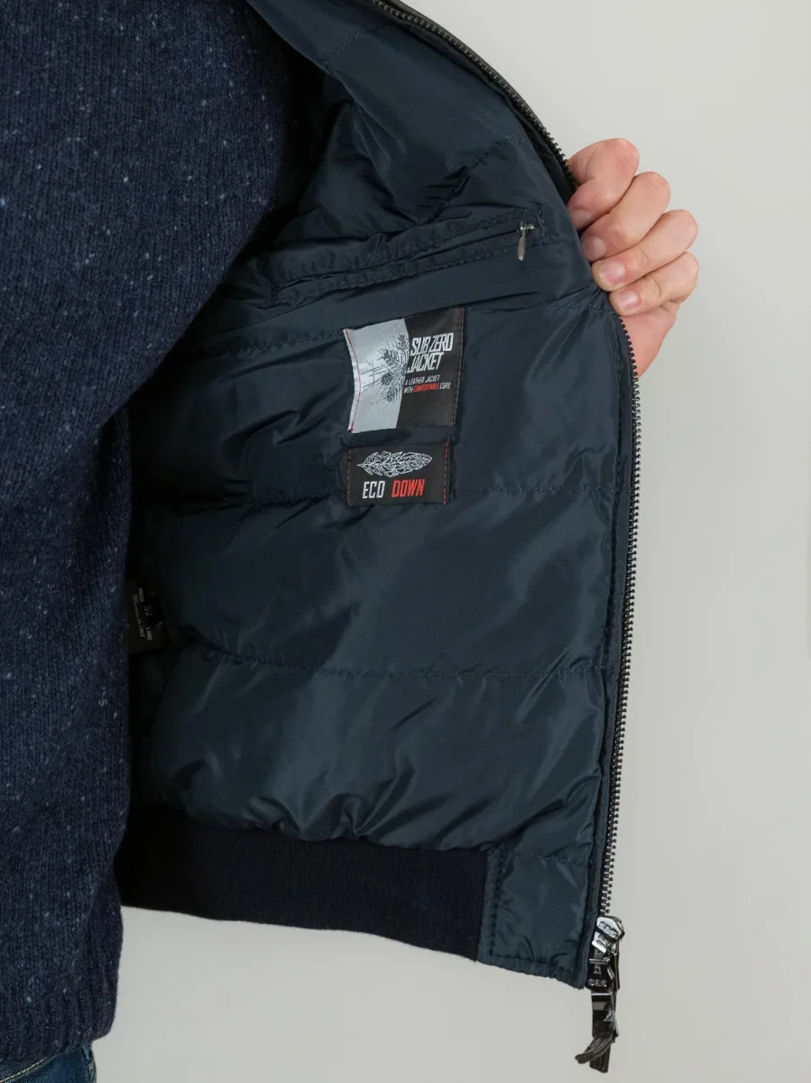 GIUBBOTTO IMBOTTITO IN PELLE MARRONE DEREK SEAMLESS - immagine 6