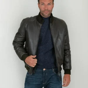 GIUBBOTTO IMBOTTITO IN PELLE MARRONE DEREK SEAMLESS