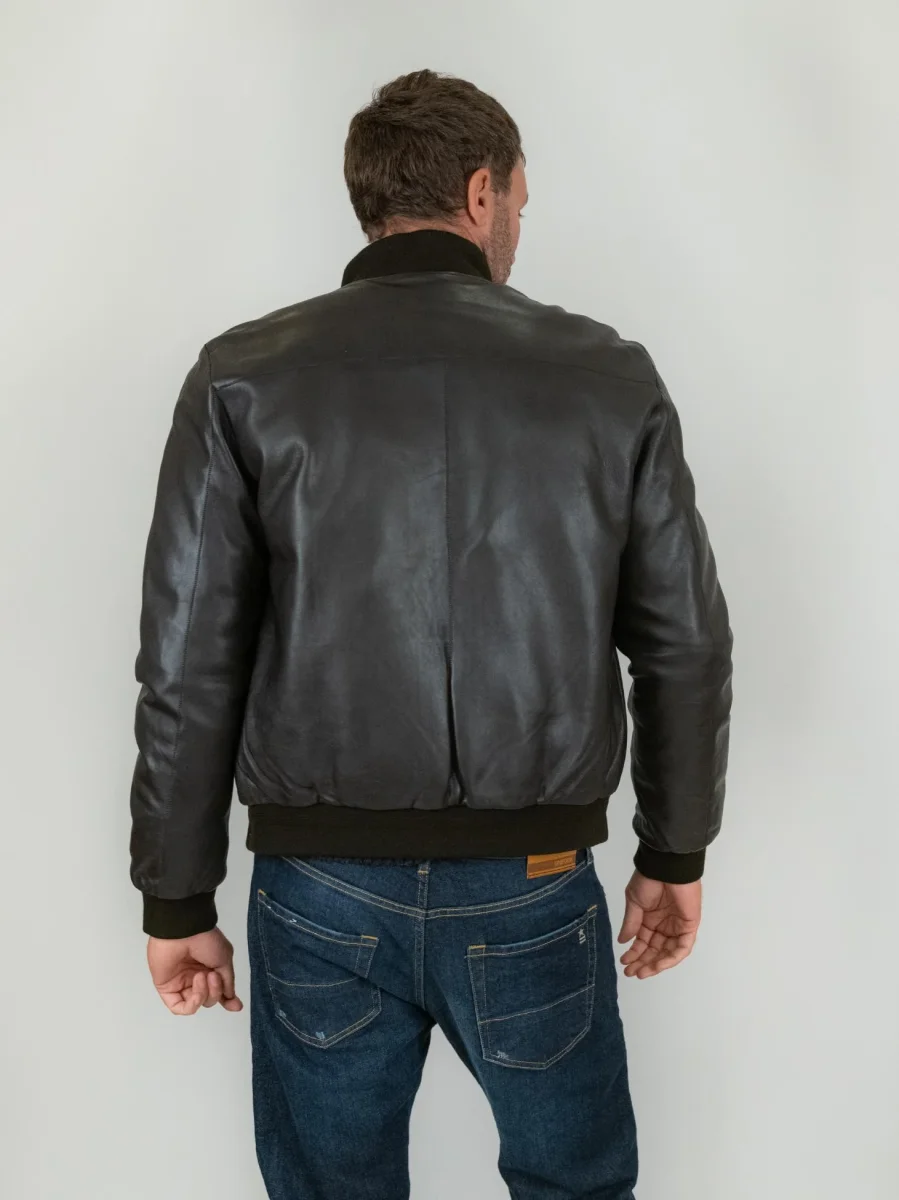 GIUBBOTTO IMBOTTITO IN PELLE MARRONE DEREK SEAMLESS - immagine 4