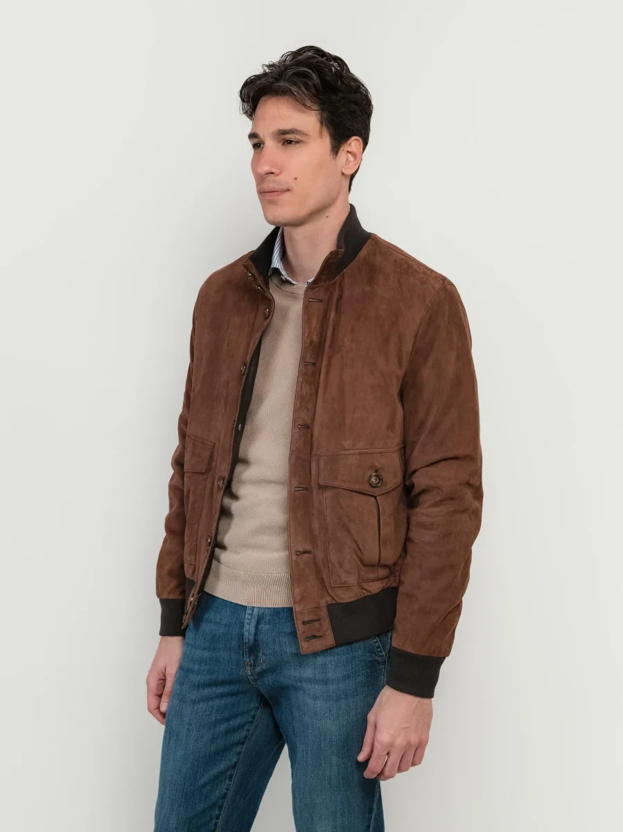 GIUBBOTTO IN CAMOSCIO MARRONE - immagine 3