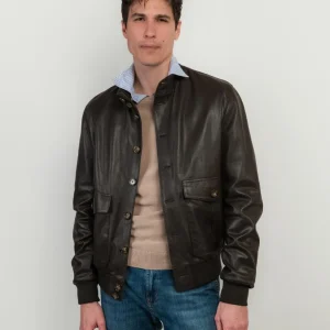 GIUBBOTTO IN PELLE TRAFORATA TESTA MORO