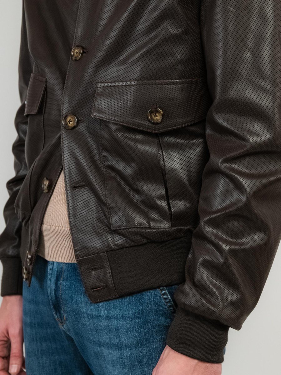 GIUBBOTTO IN PELLE TRAFORATA TESTA MORO - immagine 6