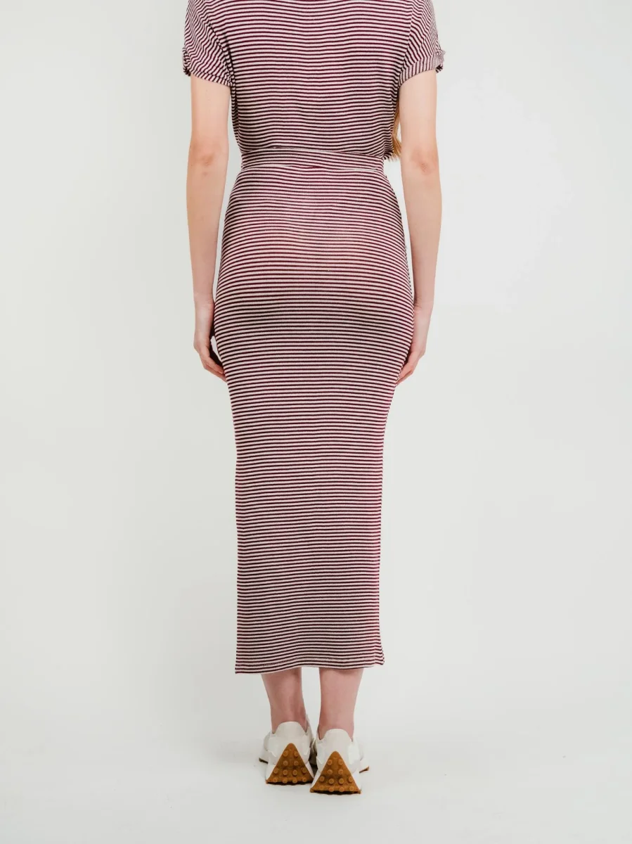 GONNA IN MAGLIA A RIGHE BIANCHE E BORDEAUX - immagine 5