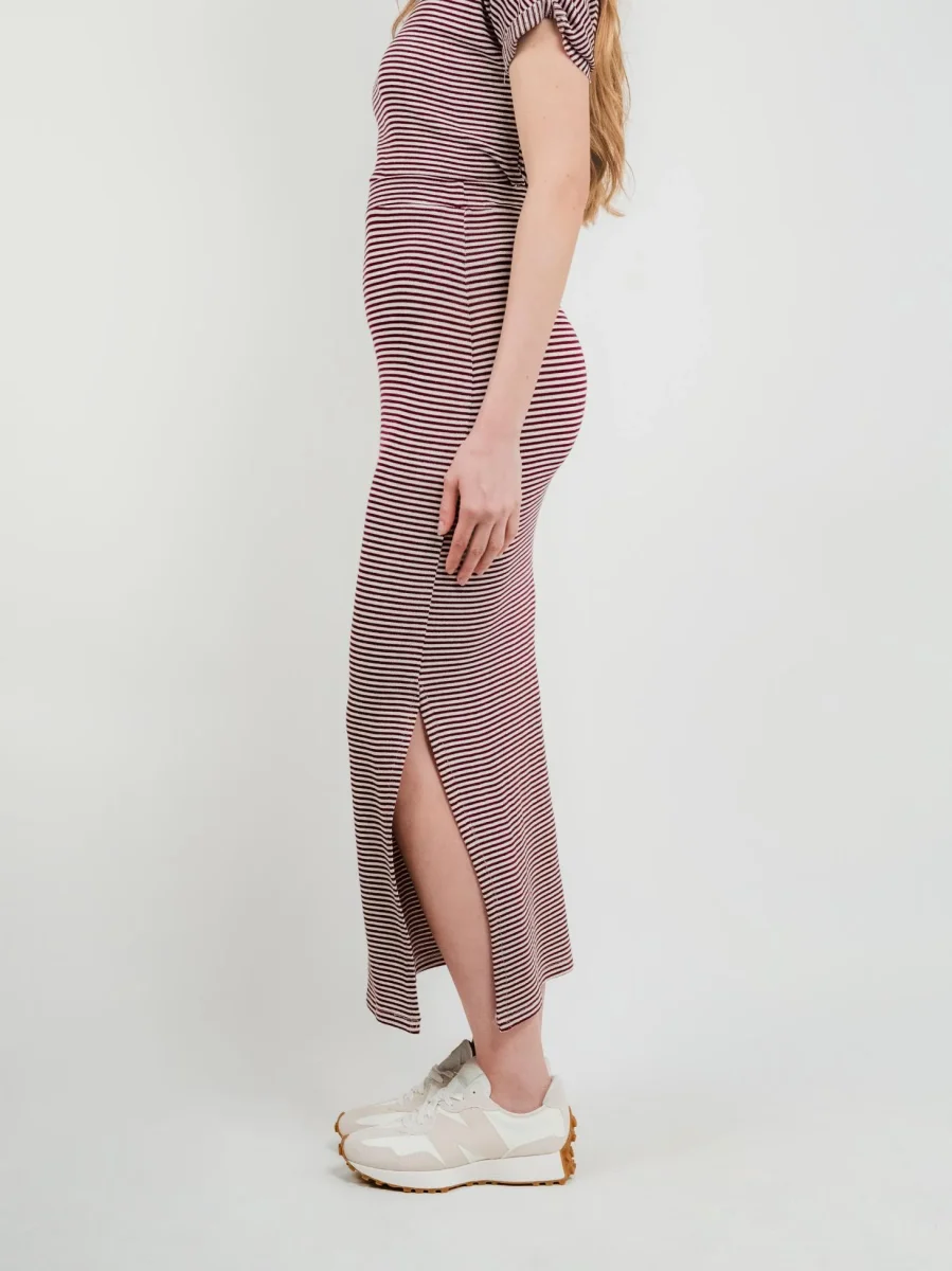 GONNA IN MAGLIA A RIGHE BIANCHE E BORDEAUX - immagine 4