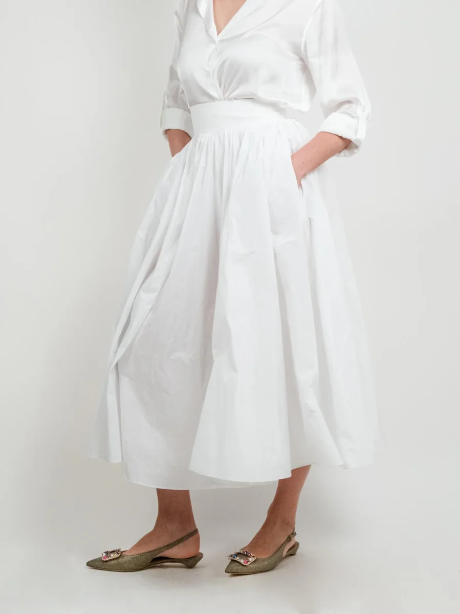 GONNA LUNGA BIANCA CON BALZE - immagine 5