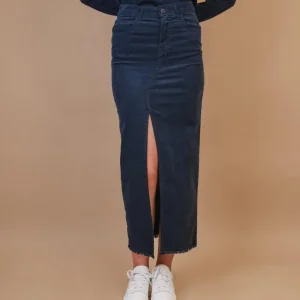 GONNA LUNGA CON MAXI SPACCO FRONTALE IN VELLUTO BLU