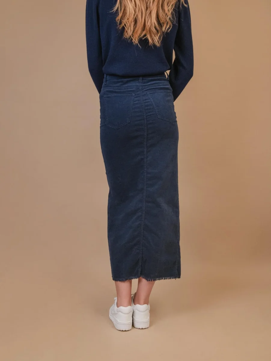 GONNA LUNGA CON MAXI SPACCO FRONTALE IN VELLUTO BLU - immagine 4