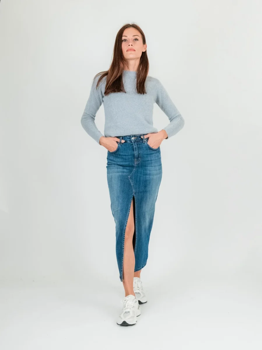 GONNA LUNGA IN DENIM MEDIO