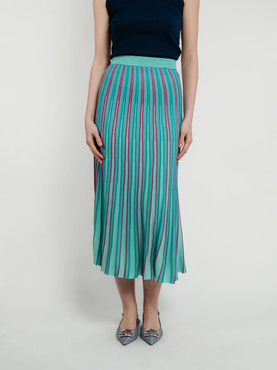 GONNA LUNGA IN MAGLIA MULTICOLOR TURCHESE