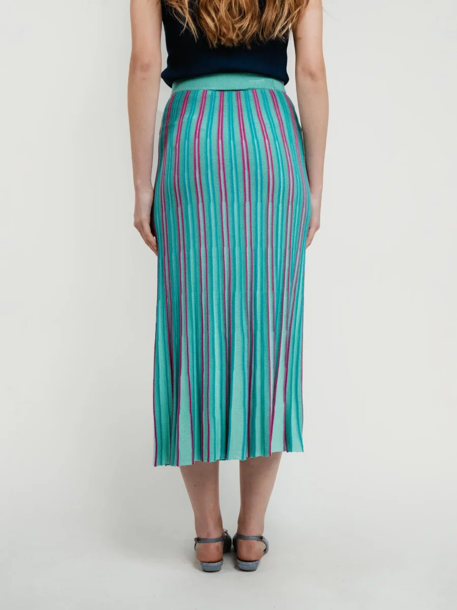 GONNA LUNGA IN MAGLIA MULTICOLOR TURCHESE - immagine 4