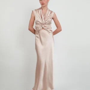 GONNA LUNGA IN RASO COLOR CHAMPAGNE