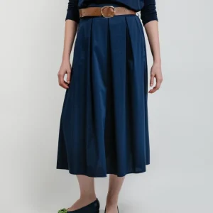 GONNA MIDI IN COTONE BLU