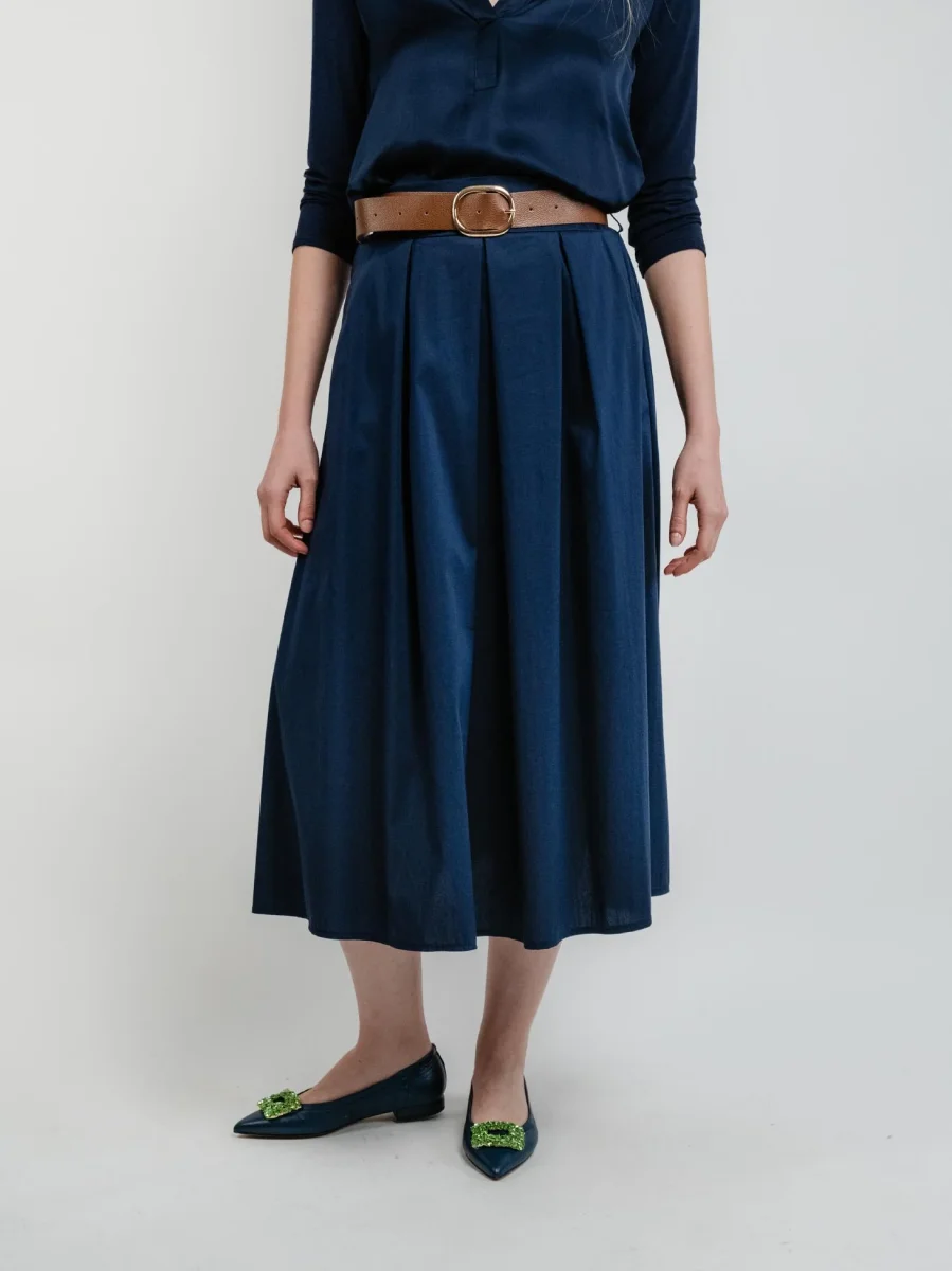 GONNA MIDI IN COTONE BLU