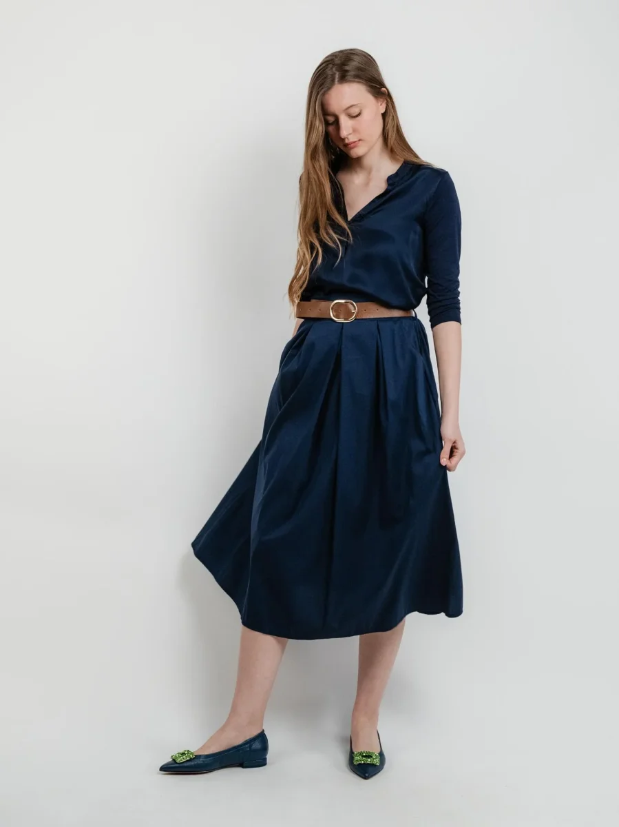 GONNA MIDI IN COTONE BLU - immagine 5