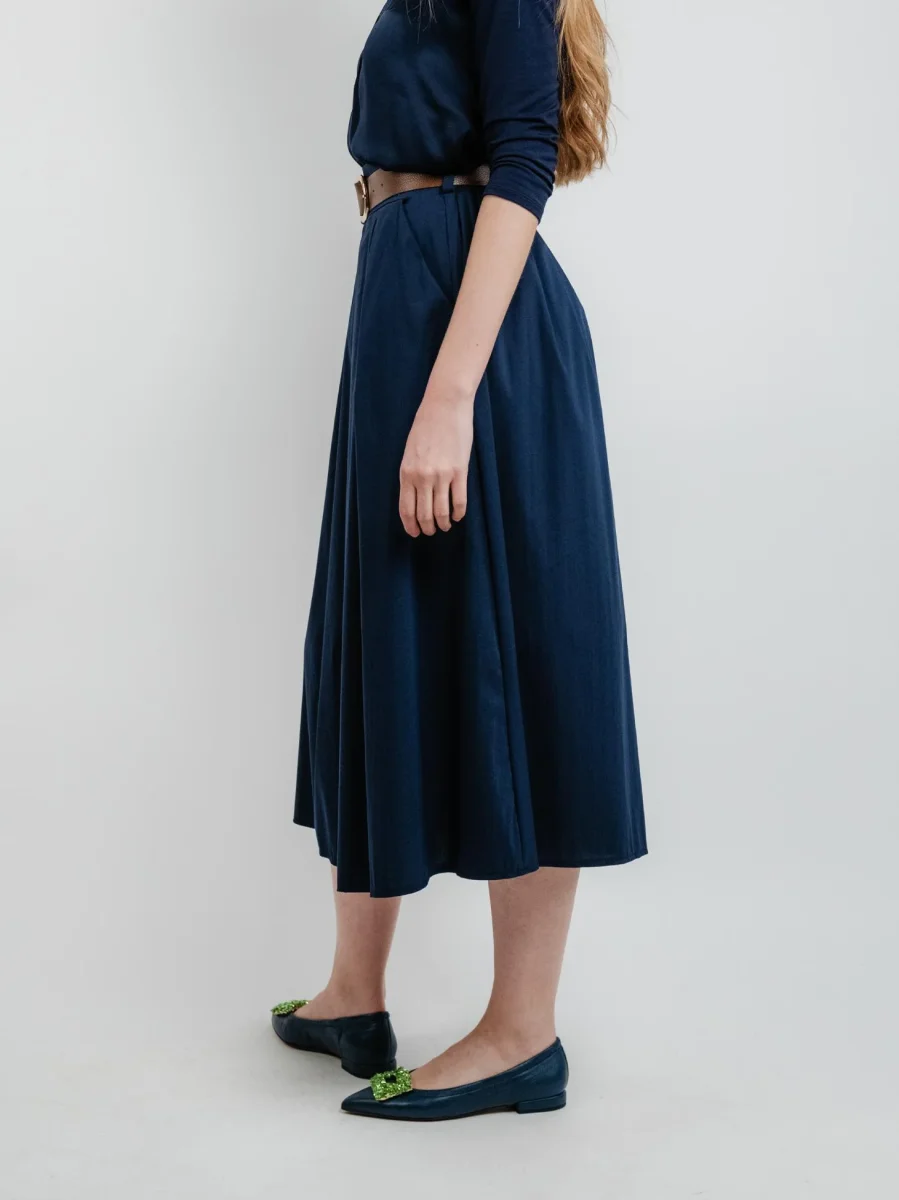 GONNA MIDI IN COTONE BLU - immagine 3