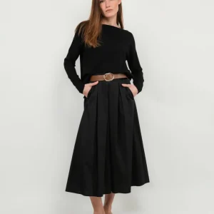 GONNA MIDI IN COTONE NERA