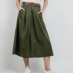 GONNA MIDI IN COTONE VERDE