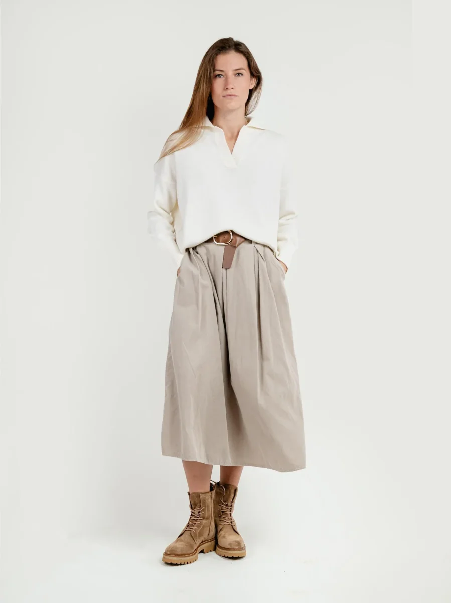 GONNA MIDI IN VELLUTO BEIGE