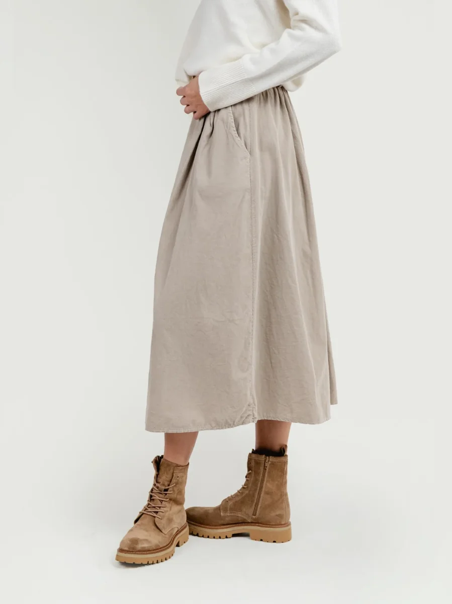 GONNA MIDI IN VELLUTO BEIGE - immagine 4