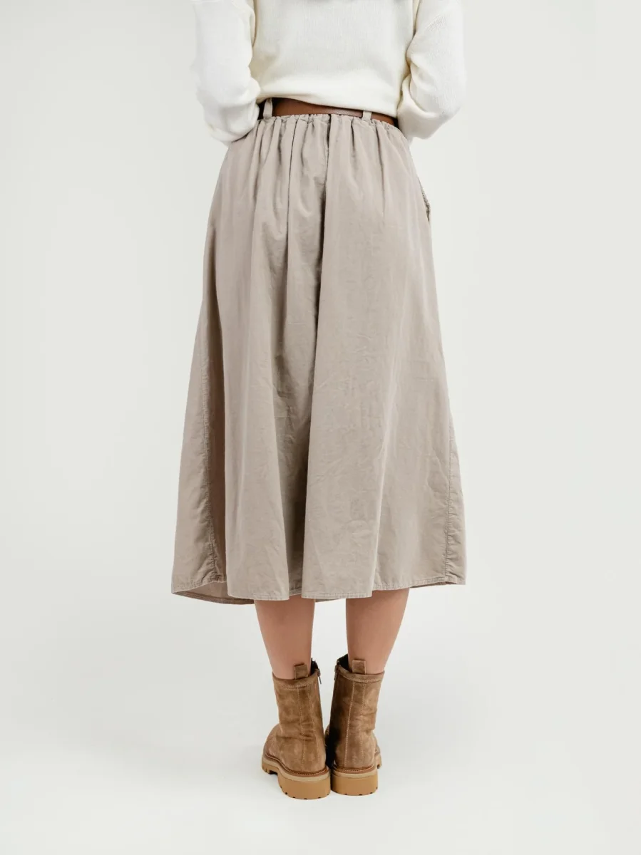 GONNA MIDI IN VELLUTO BEIGE - immagine 5