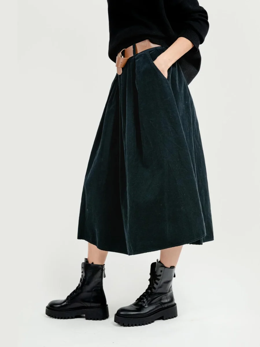 GONNA MIDI IN VELLUTO NERA - immagine 4