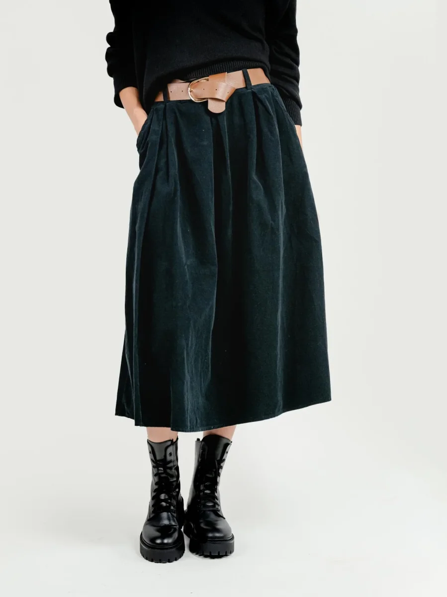 GONNA MIDI IN VELLUTO NERA - immagine 3