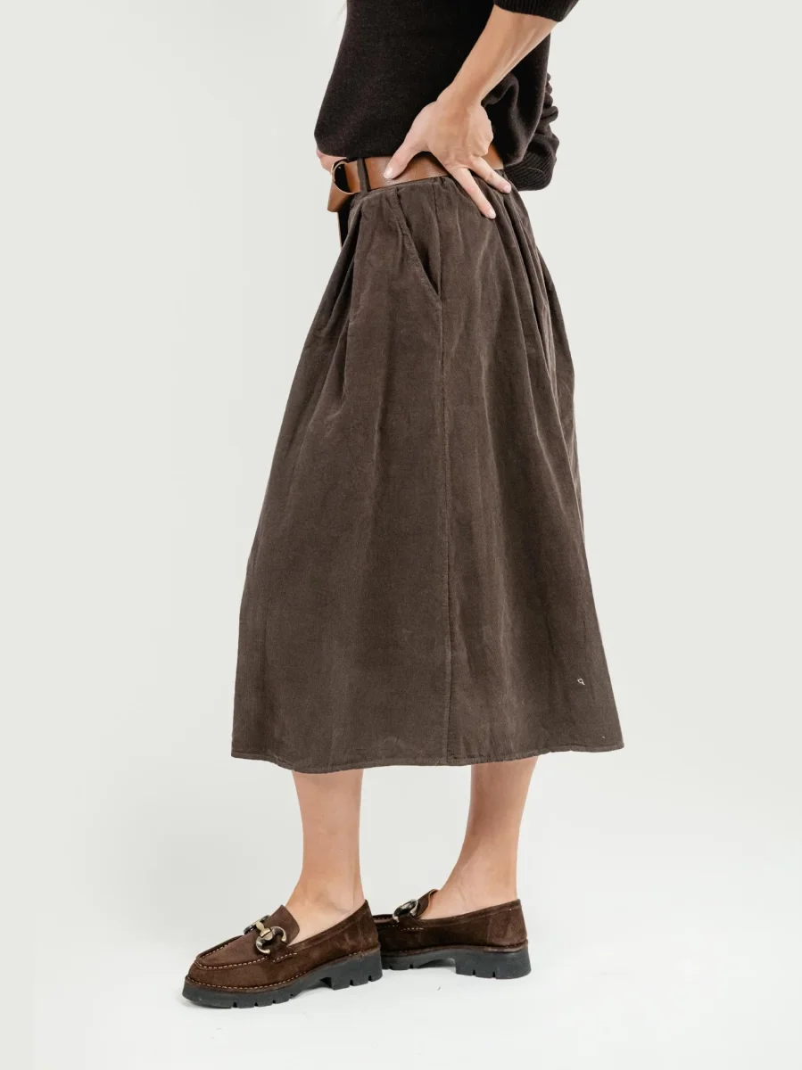 GONNA MIDI IN VELLUTO TESTA MORO - immagine 4