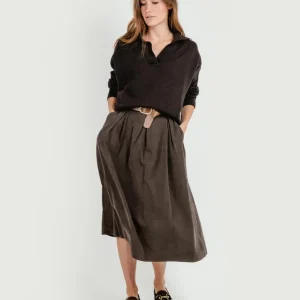 GONNA MIDI IN VELLUTO TESTA MORO