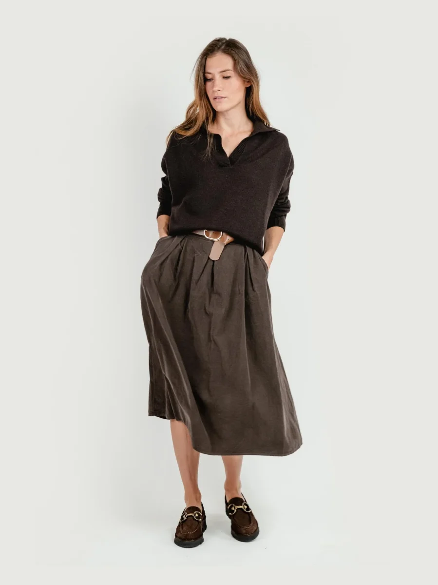 GONNA MIDI IN VELLUTO TESTA MORO