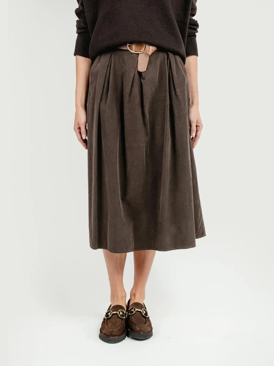 GONNA MIDI IN VELLUTO TESTA MORO - immagine 3