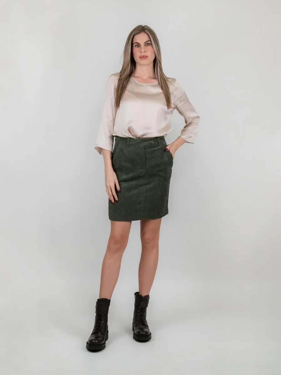 GONNA VELLUTO VERDE A COSTE