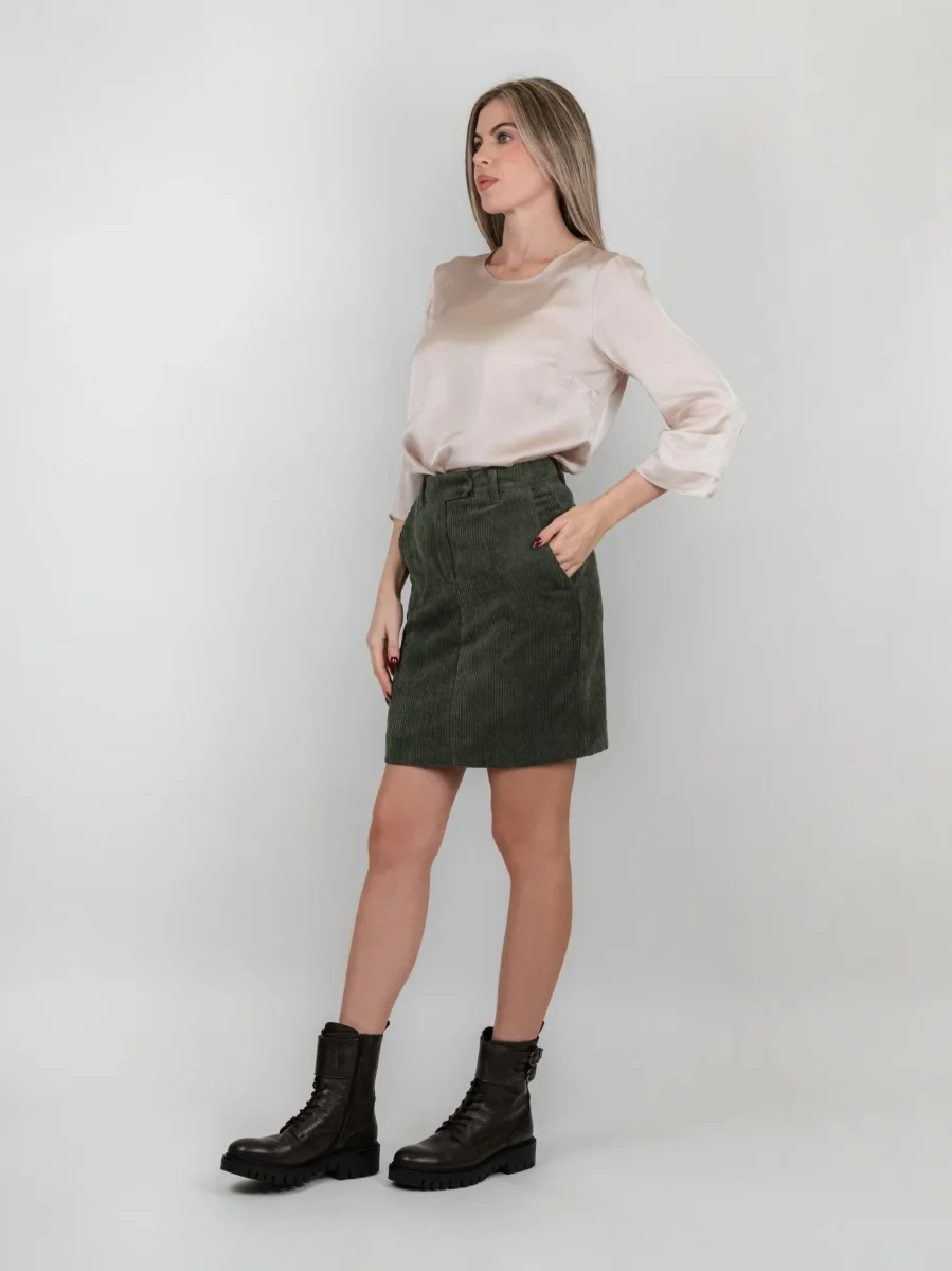 GONNA VELLUTO VERDE A COSTE - immagine 3