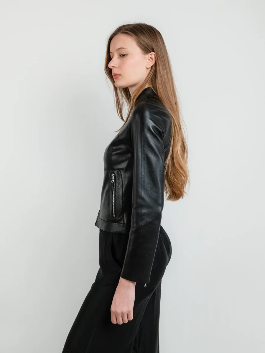 Giacca Napa in pelle nera - immagine 3