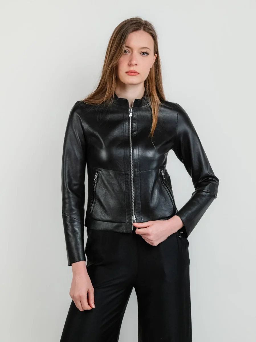 Giacca Napa in pelle nera