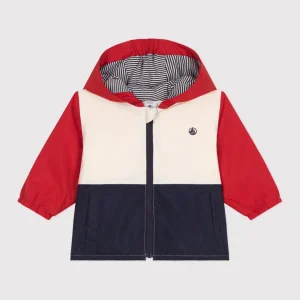 Giacca a vento con stampa color block, fodera millerighe bebè