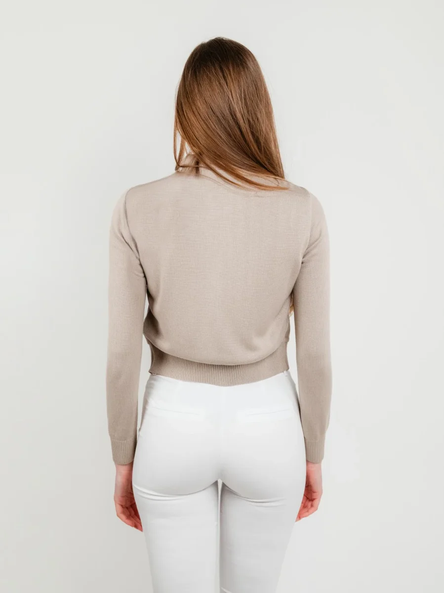 Giacca in pelle scamosciata e maglia Derek Knit beige - immagine 4