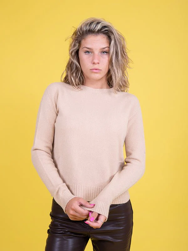 Girocollo in maglia beige